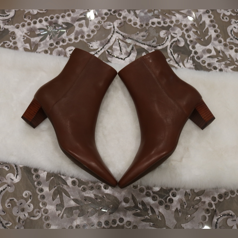 Lauren Ralph Lauren Willa Women's Size 10 dark Tan Leather Booties